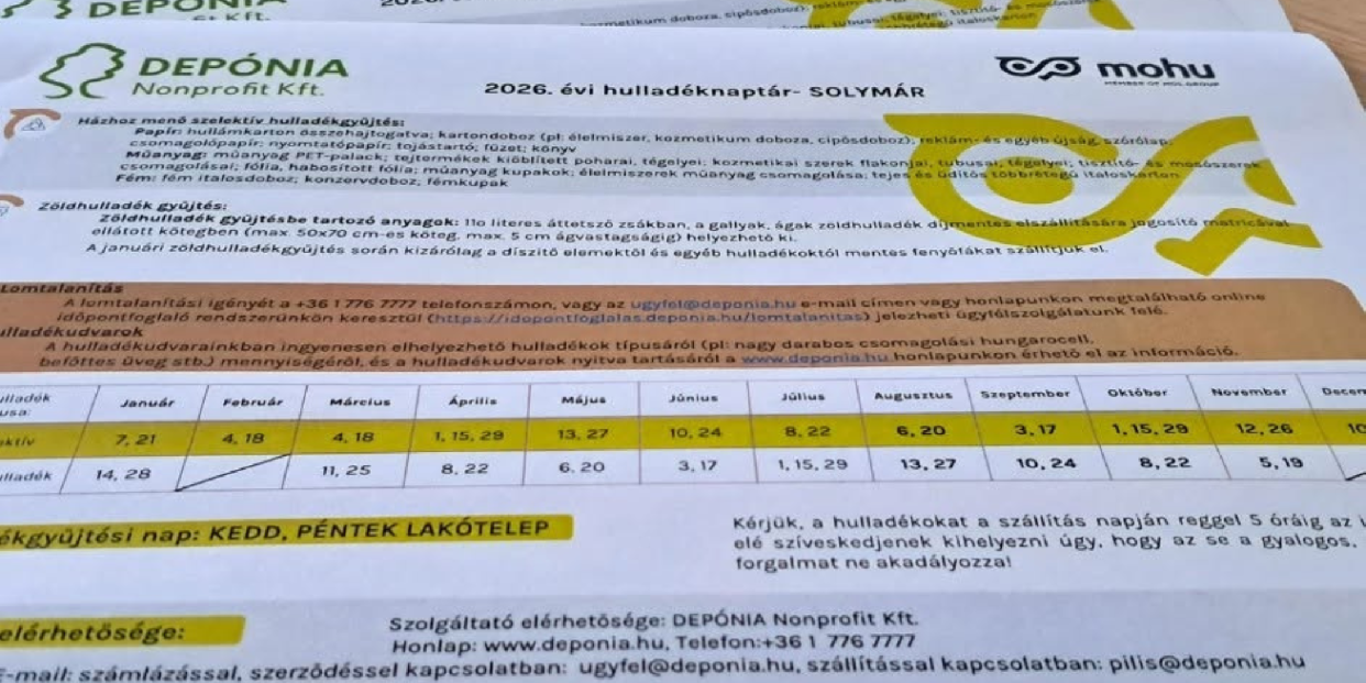 Csütörtök helyett szerdán viszik a szelektívet és zöldhulladékot