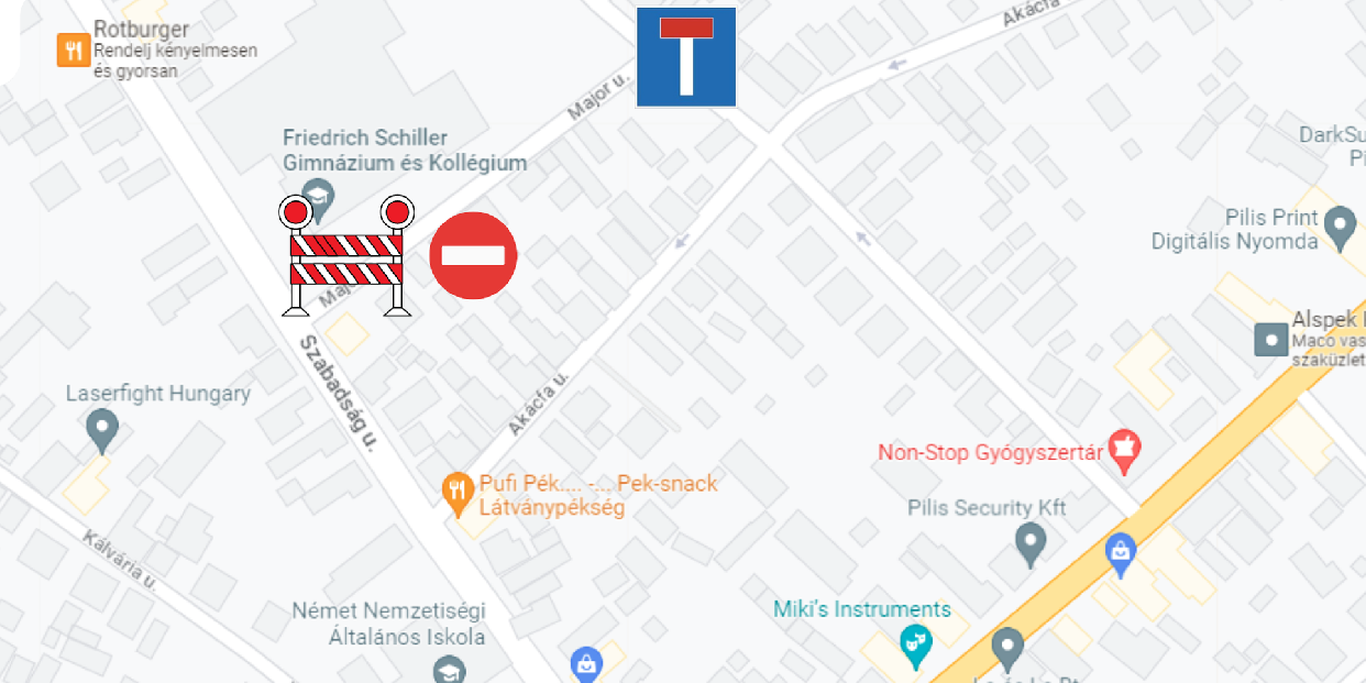 Pénteken ismét útzár lesz a Major utca elején!