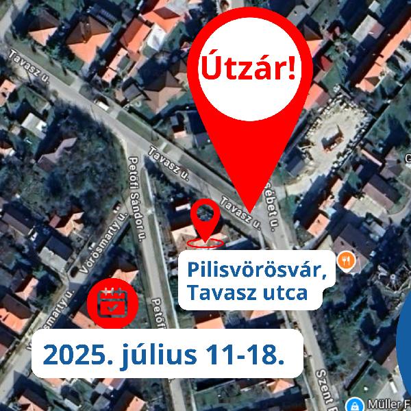 Útlezárás a Tavasz utca elején