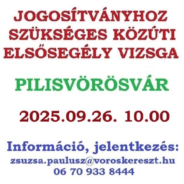 Jogosítványhoz szükséges közúti elsősegély vizsgát tartanak Pilisvörösváron