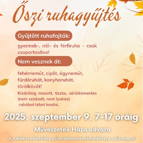 Szeptember 9-én ismét őszi ruhagyűjtés lesz Vörösváron