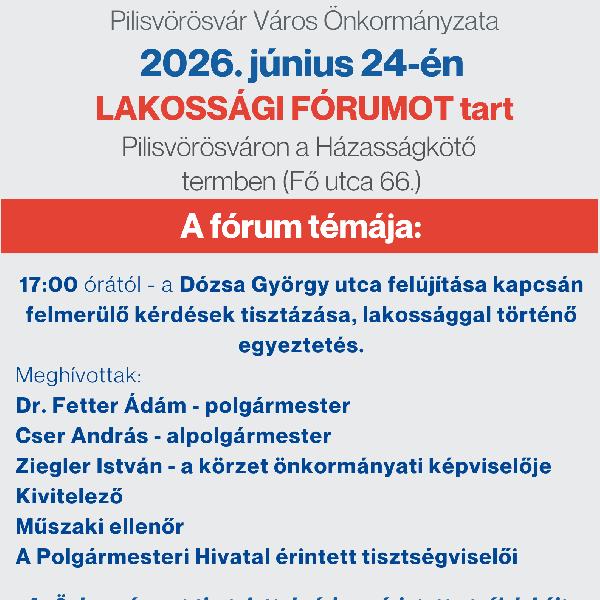 Lakossági fórum a Dózsa György utca felújításáról