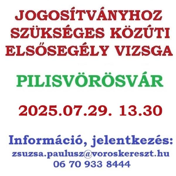 Jogosítványhoz szükséges közúti elsősegély vizsgát tartanak Pilisvörösváron