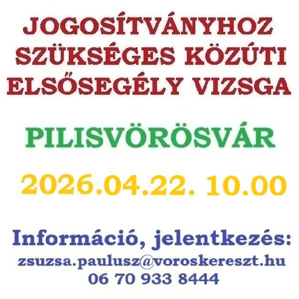 Jogosítványhoz szükséges közúti elsősegély vizsgát tartanak Pilisvörösváron