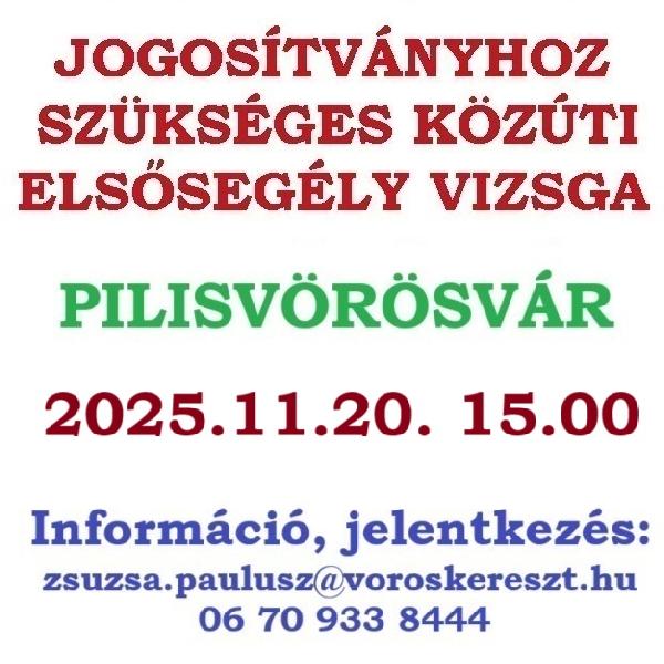 Jogosítványhoz szükséges közúti elsősegély vizsgát tartanak Pilisvörösváron