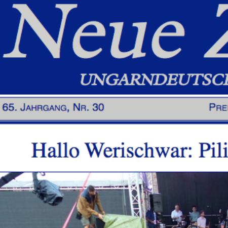 Hallo Werischwar! a Neue Zeitung Ungarndeutsches Wochenblatt címlapján